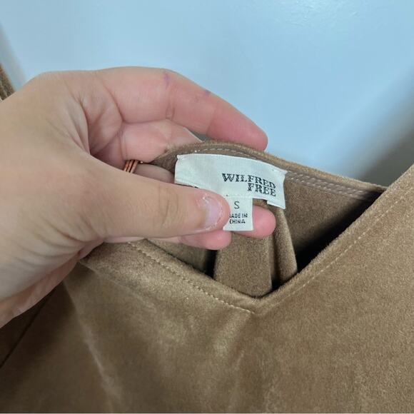 Aritzia Wilfred Free Vivienne Brown Faux Suede Mini Dress Size Small - Picture 4 of 6